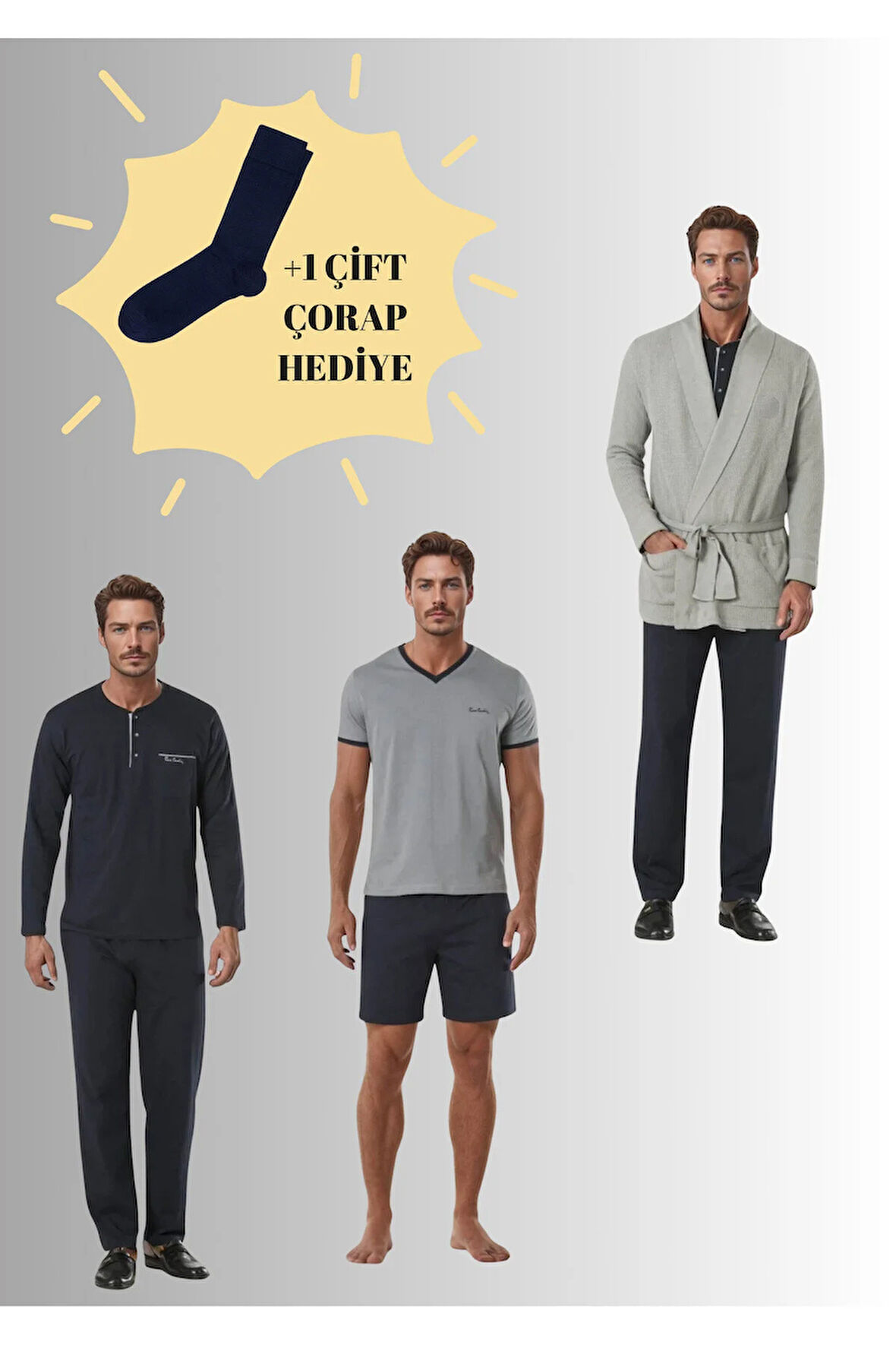 Triko Robdöşambırlı & Pijama Takımlı Kutulu Çeyiz Seti (1 Çift Çorap Hediyeli) 6PQI6EKR0RKE6.6L