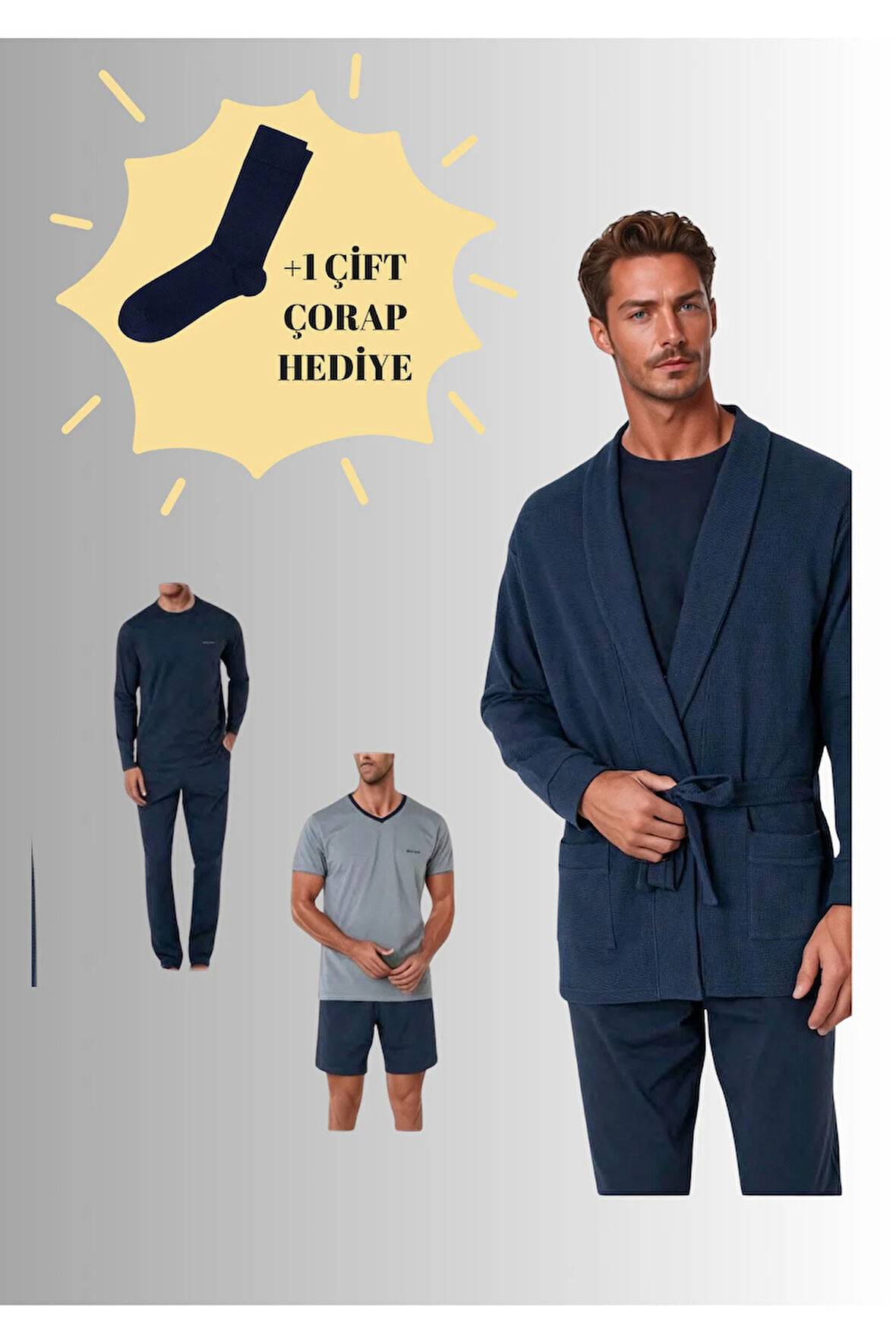 Pamuklu Özel Kutulu Röpdoşambırlı Damat Çeyiz Seti (+1 Çift Çorap Hediyeli) 6PQI7EKR5RKE1.6L