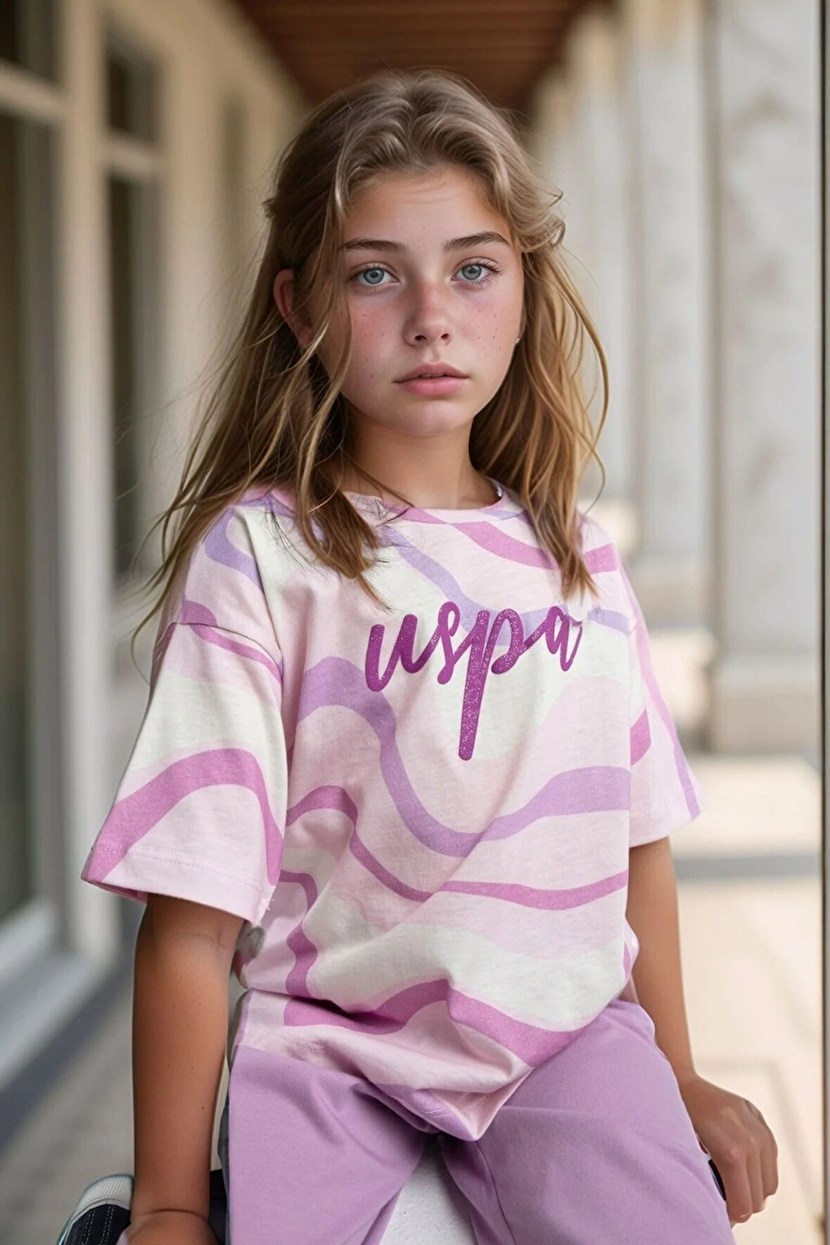 Kız Çocuk %100 Pamuklu Bisiklet Yaka T-shirt Kapri Takım