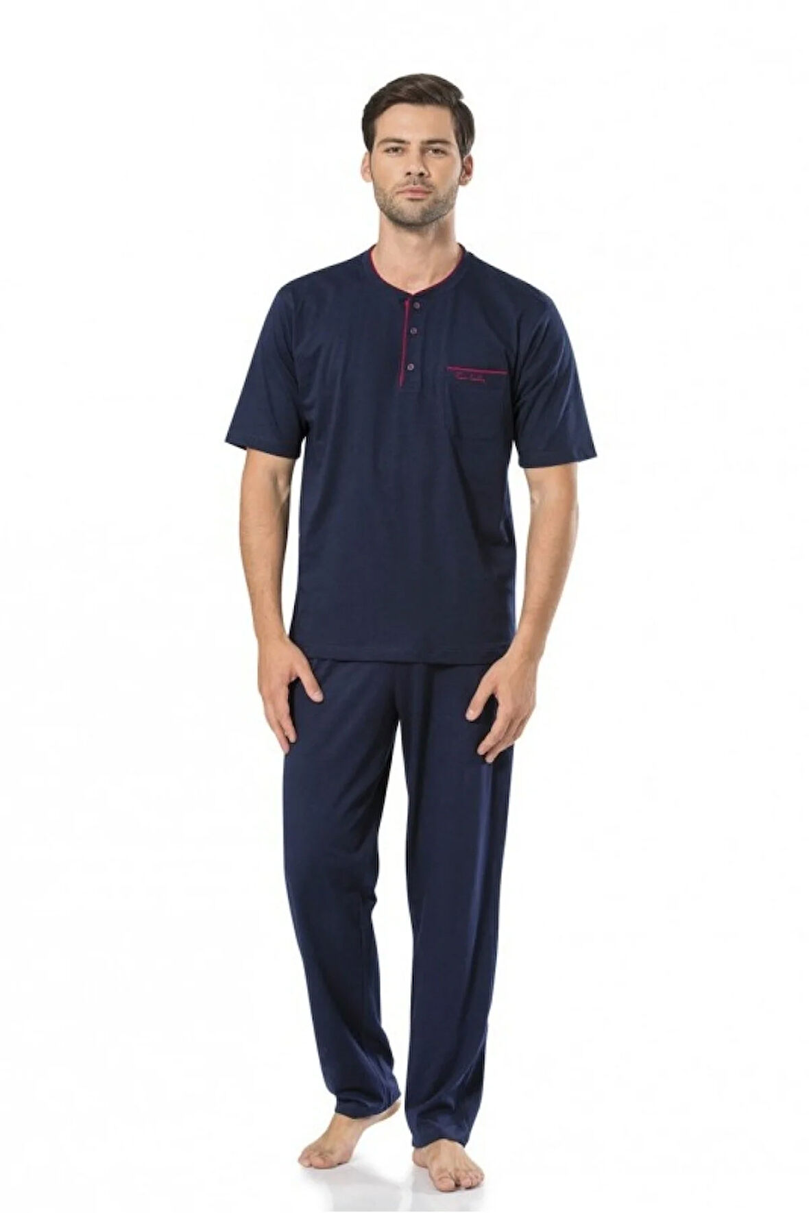 5370 3'lü Lacivert Pijama Takımı