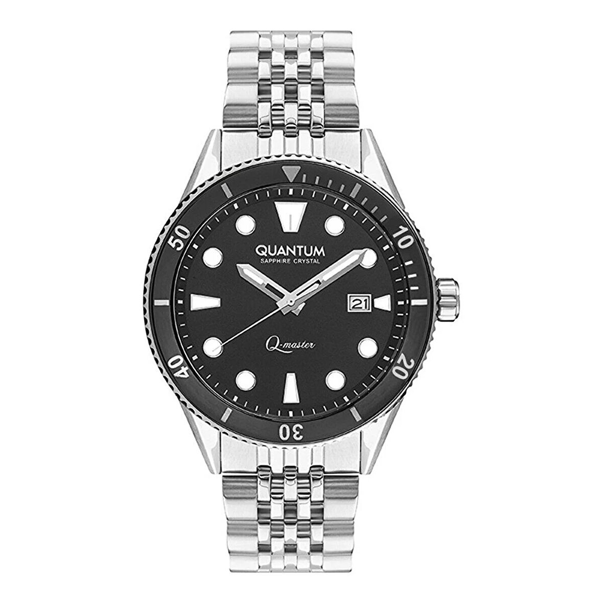 Quantum QMG1024.350 Otomatik Erkek Kol Saati | 46MM, Safir Cam, Siyah Kadran, Çelik Bilezik