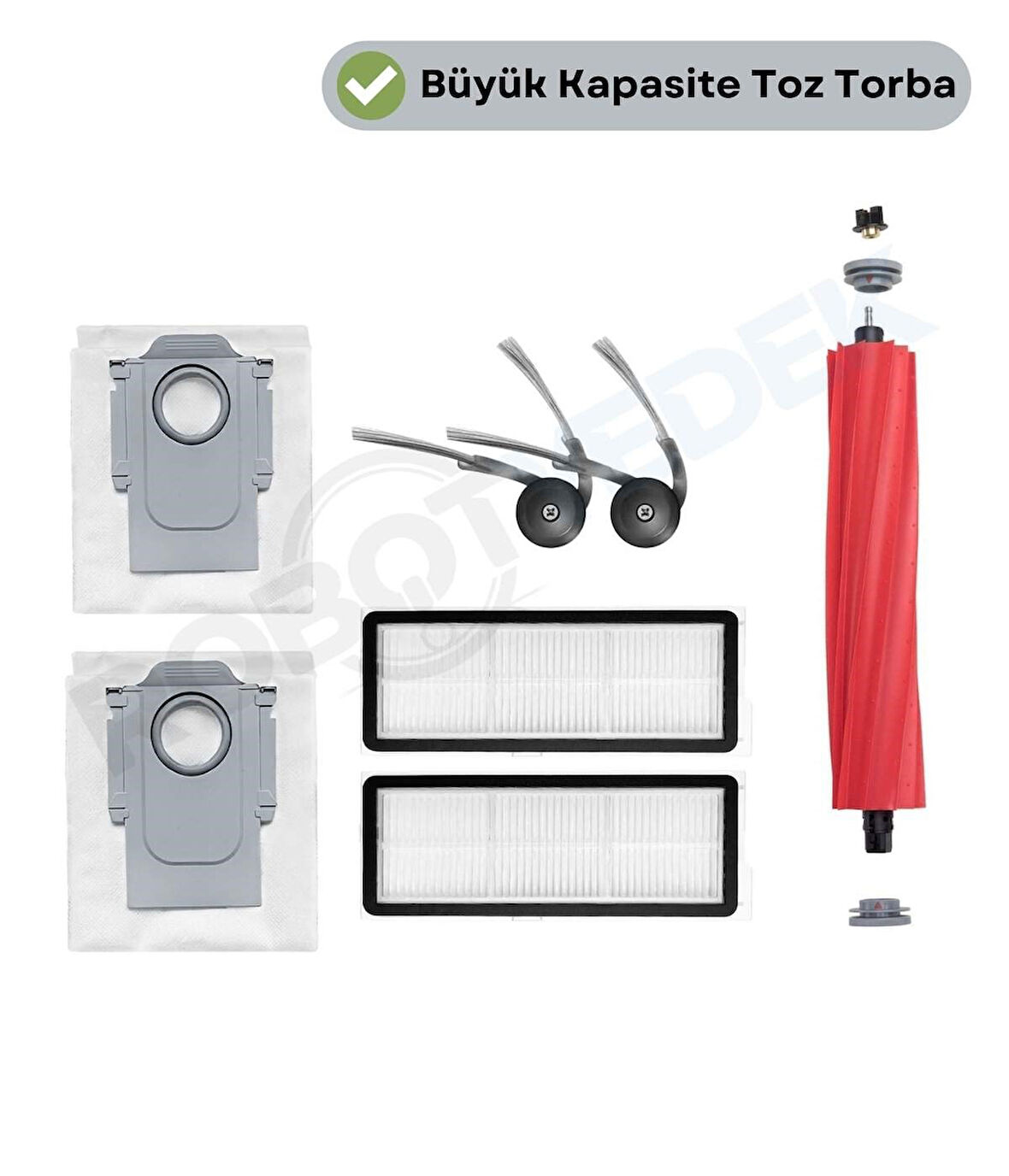 Roborock QRevo L Ana Fırça, Hepa Filtre, Yan Fırça, Toz Torbası 7 Parça