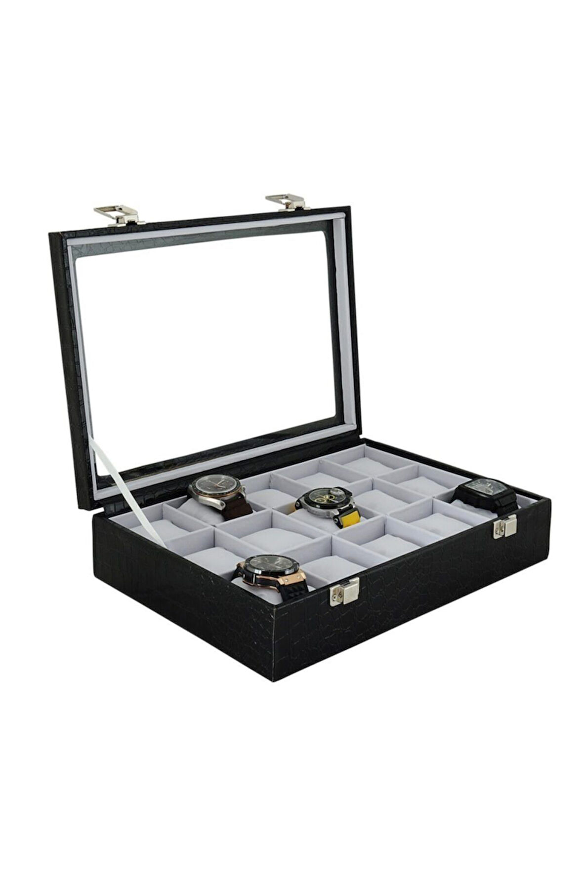 Saat Kutusu 15'li Rugan Siyah Içi Beyaz