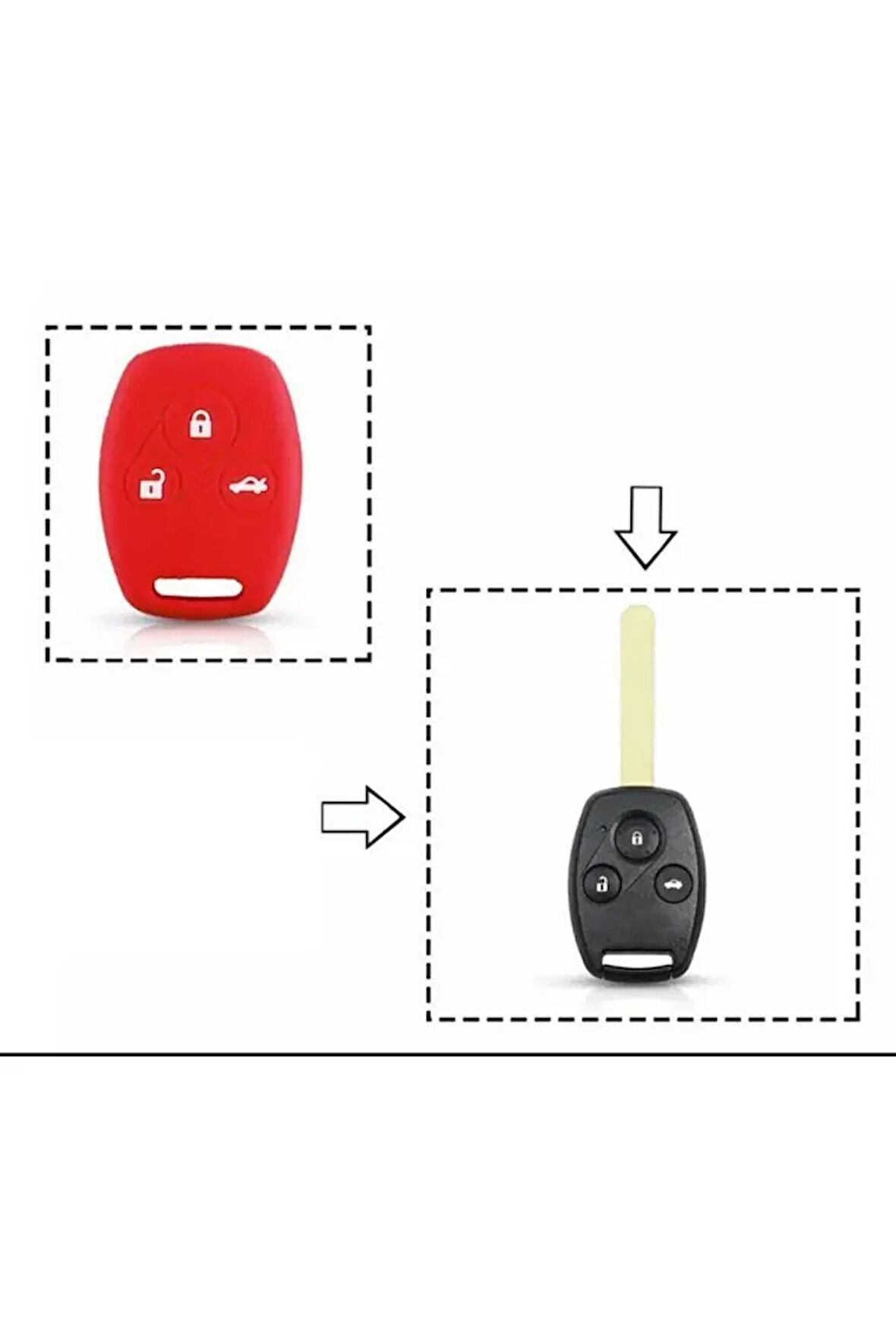 Honda Civic Fd6 Crv Accord Uyumlu 3 Tuşlu Silikon Anahtar Koruma Kılıfı Kırmızı Renk