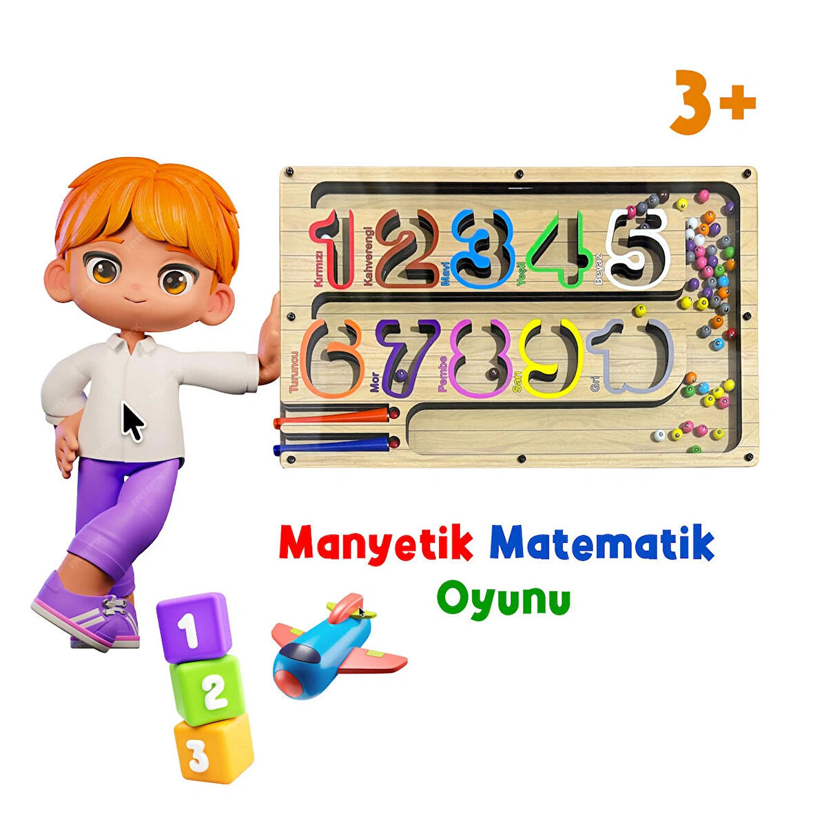 TİNEKE  Manyetik Eğitici Renkli Sayma ve Eşleştirme Labirenti Eğitim Oyuncağı - Ahşap Montessori Oyunu SAYI