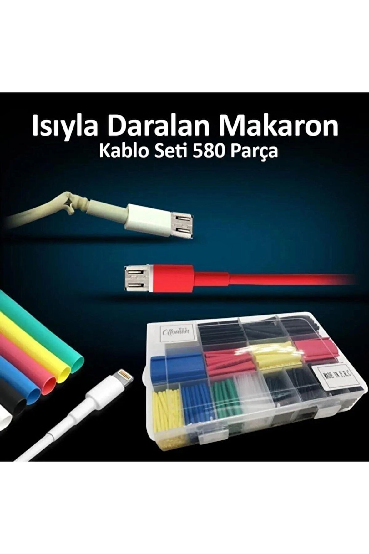 TİNEKE  Makaron Isıyla Daralan Kablo Koruma 560 Parça Kablo Tamir Kiti