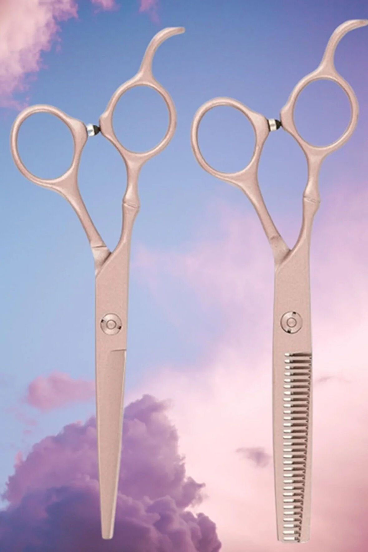 Mat Gül Kurusu Titanyum Saç Kesim Makas Seti | Rose Red Profesyonel Salon Makas Seti XLQ504SET