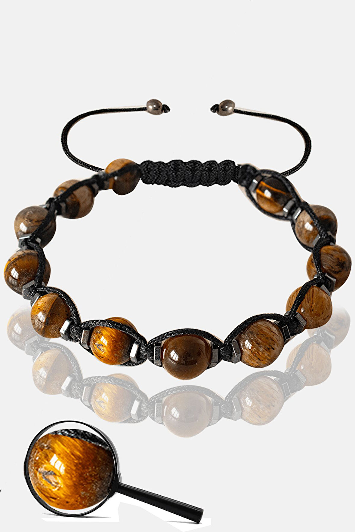 Sertifikalı Gerçek Hematit - Kaplan Gözü Taşı Bileklik - Ayarlamalı