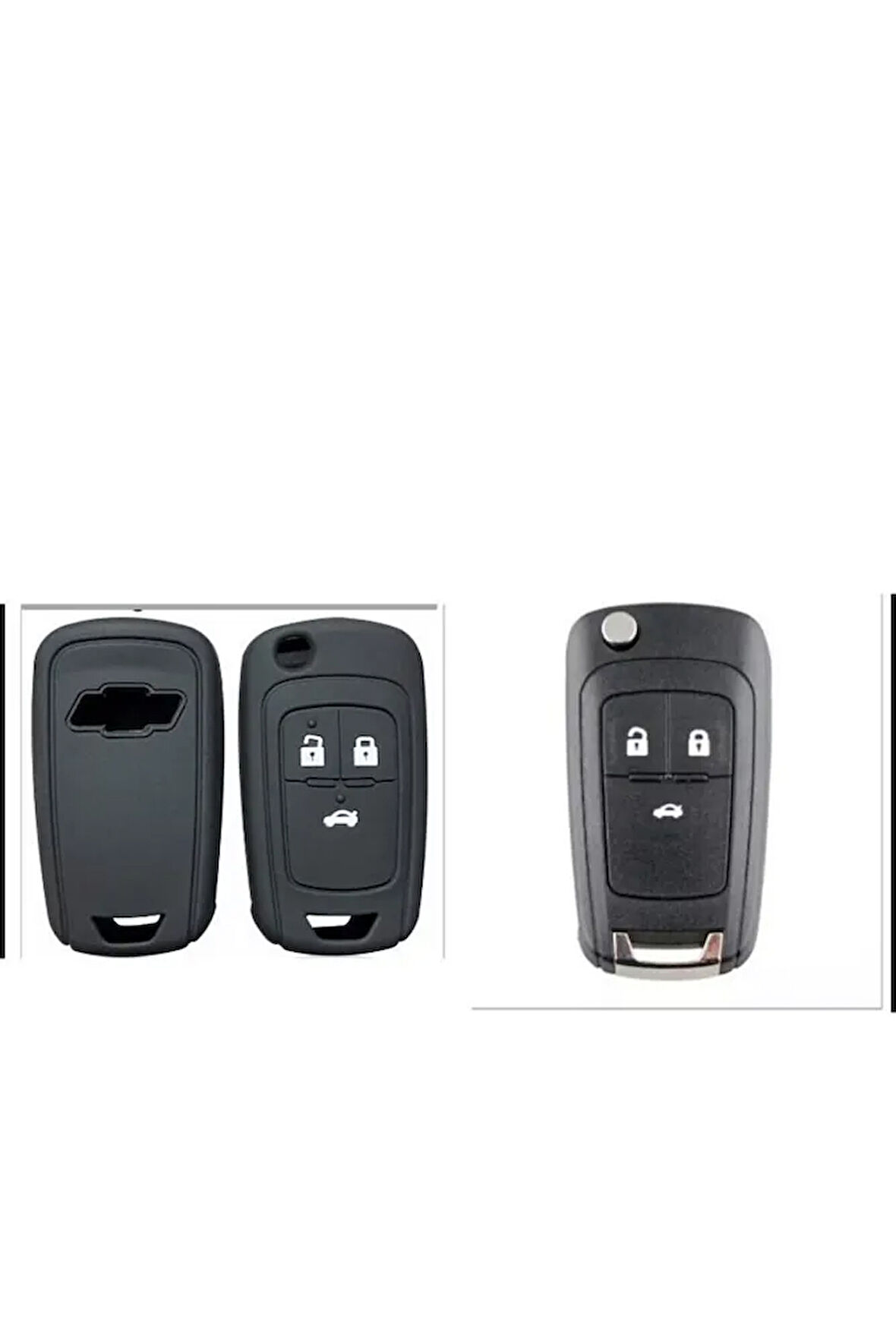 Chevrolet Cruze Aveo Uyumlu Silikon Anahtar Koruma Kılıfı Siyah Renk