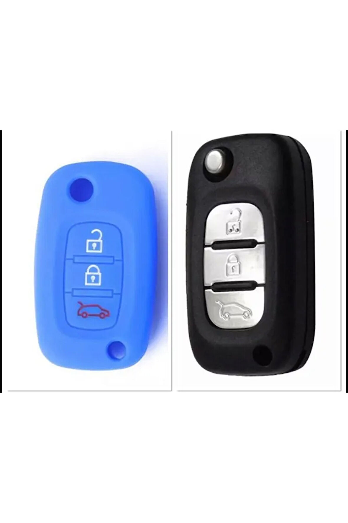 Megane Clio Fluence Uyumlu Silikon Anahtar Koruma Kılıfı Mavi Renk