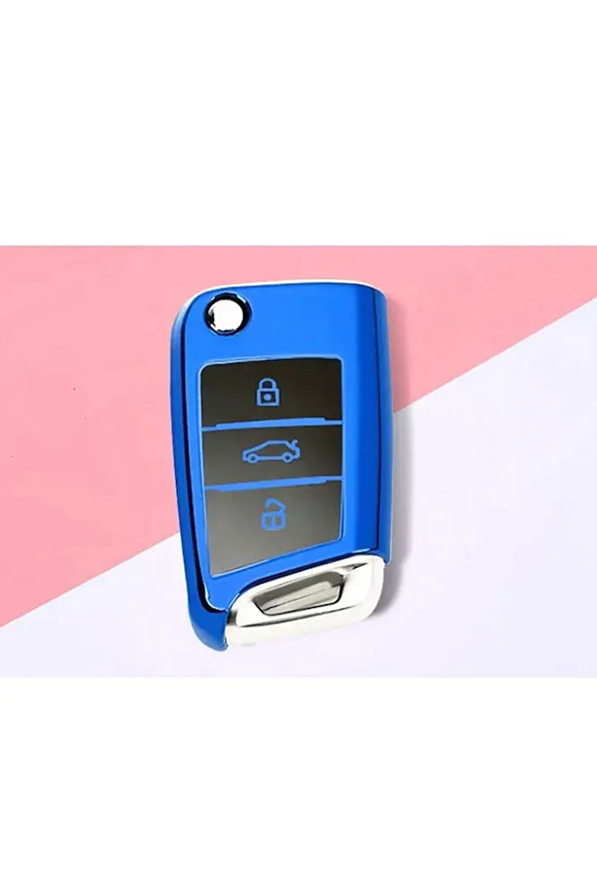 Octavia Ibiza Ateca Leon +2013 Toledo Golf 7 Lüks Anahtar Koruma Kabı Mavi Renk