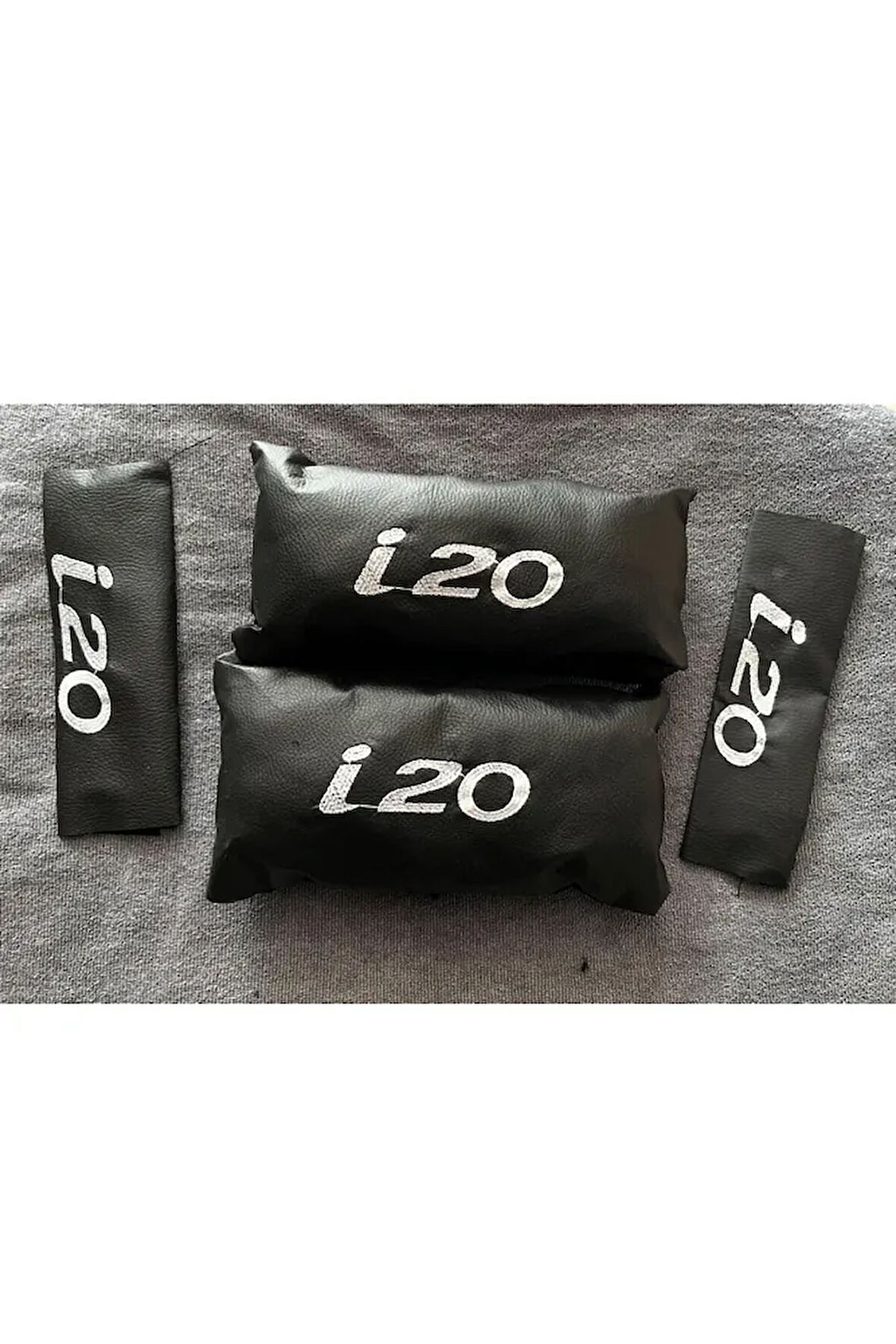 Hyundai I20 20 Nakışlı Deri 1 Çift Boyun Yastık Ve 1 Çift Kemer Pedi