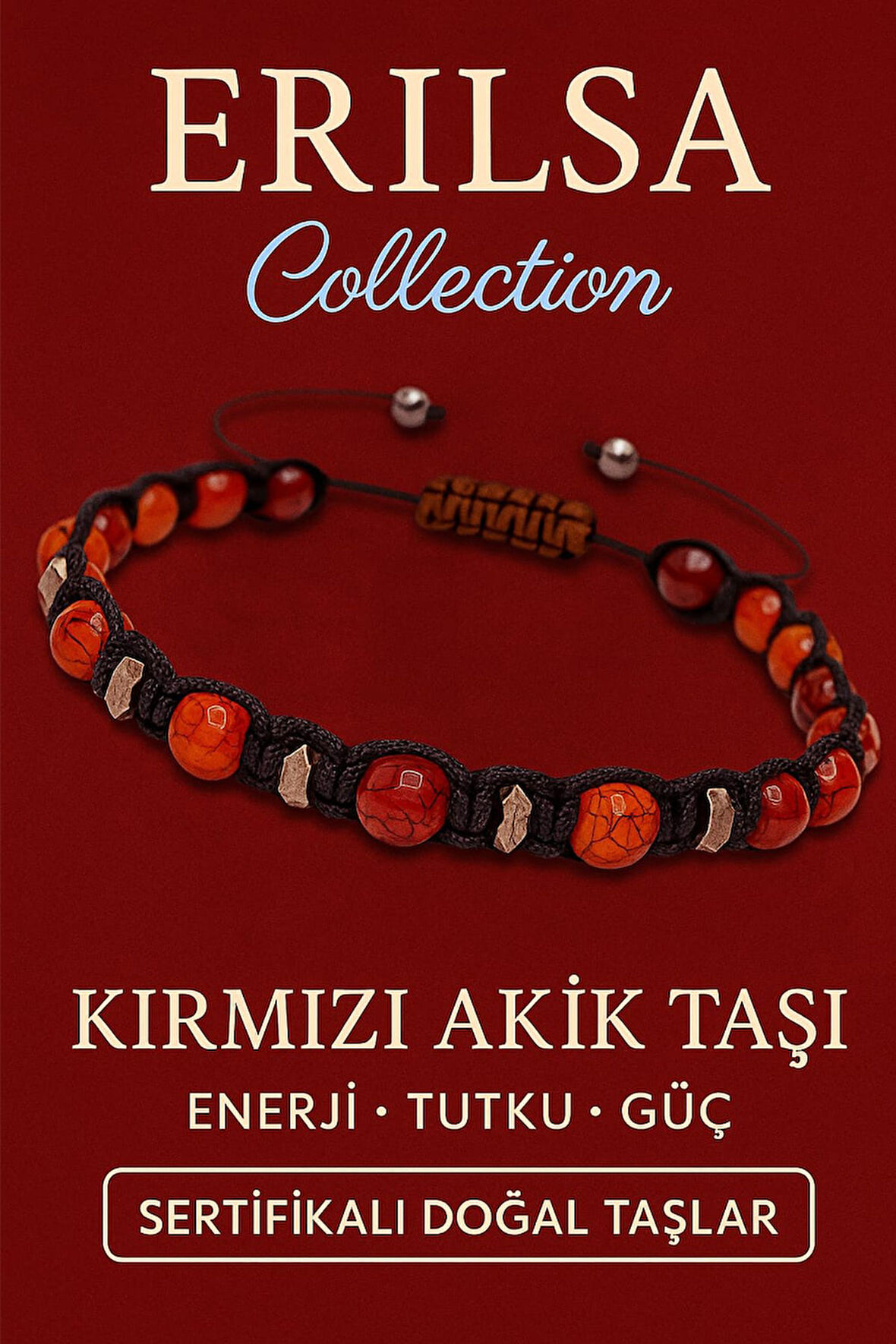Sertifikalı Kırmızı Akik ve Terahertz Taşı Bileklik – Tutku, Güç ve Odaklanma Enerjisini Yükseltir