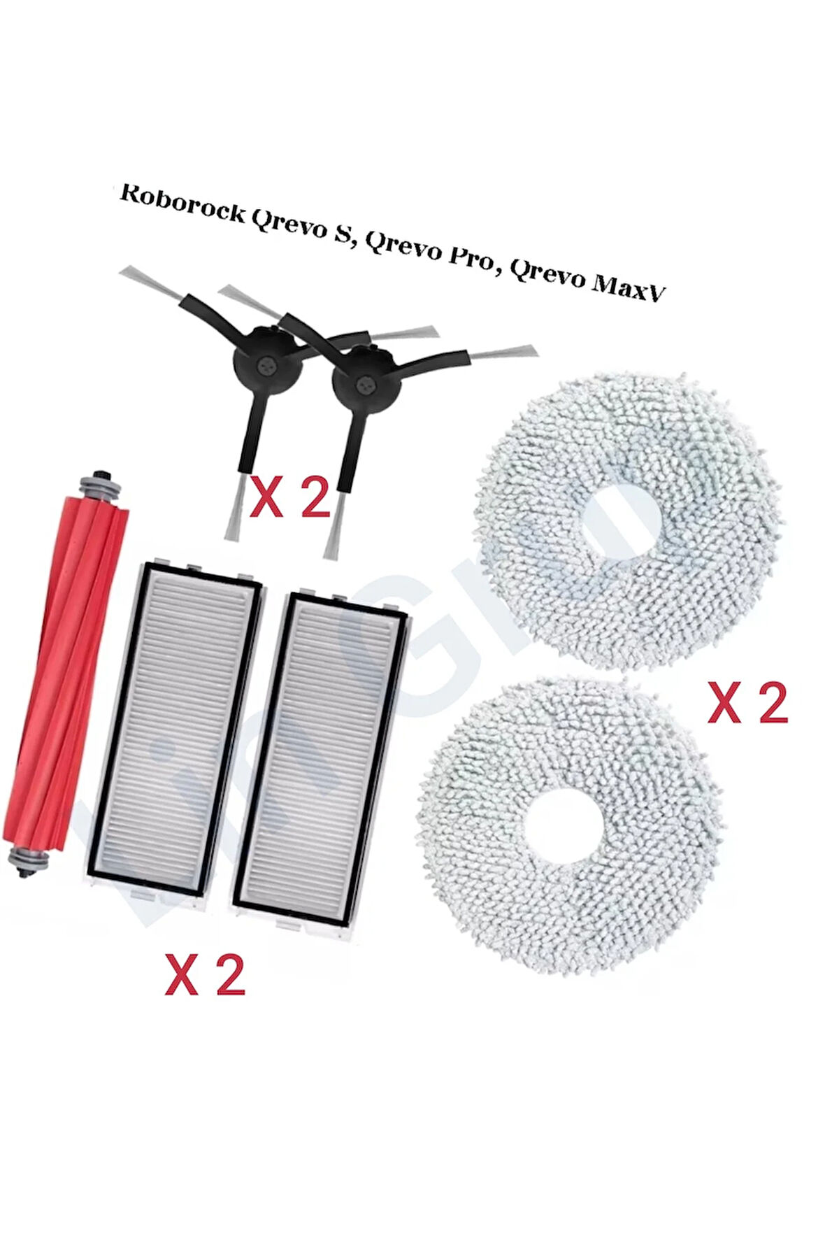 Roborock Qrevo S model QX1PEC modeli uyumlu yedek parça seti