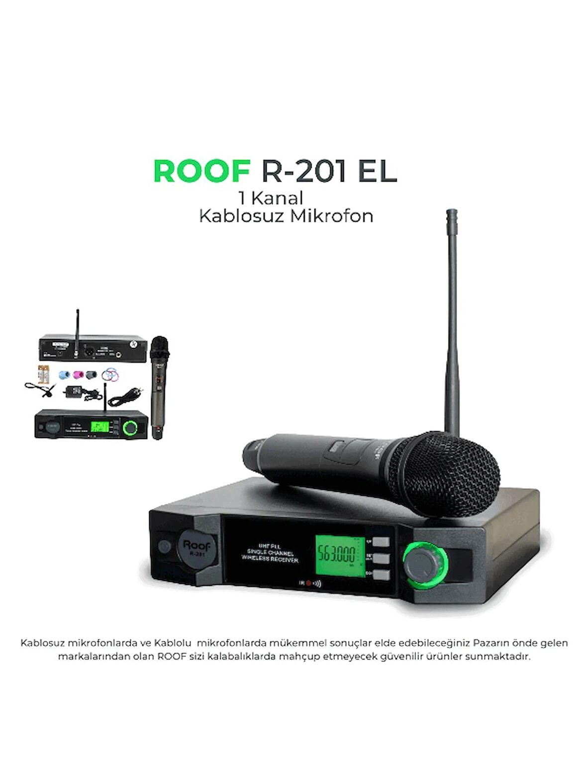 Roof R-201 Tek El UHF Telsiz Mikrofon