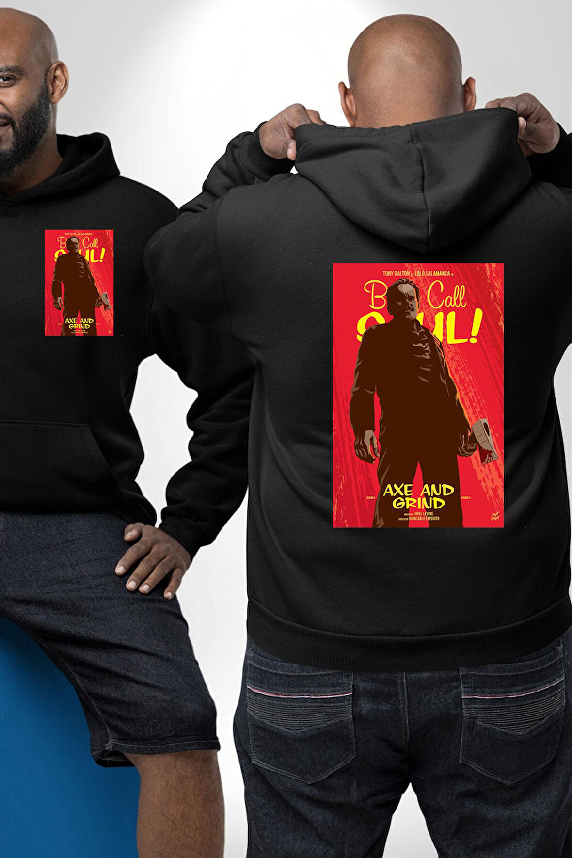 Better Call Saul Dizi  Erkek Kadın Siyah Ön Sırt Baskılı Kapüşonlu Sweatshirt Hoodie