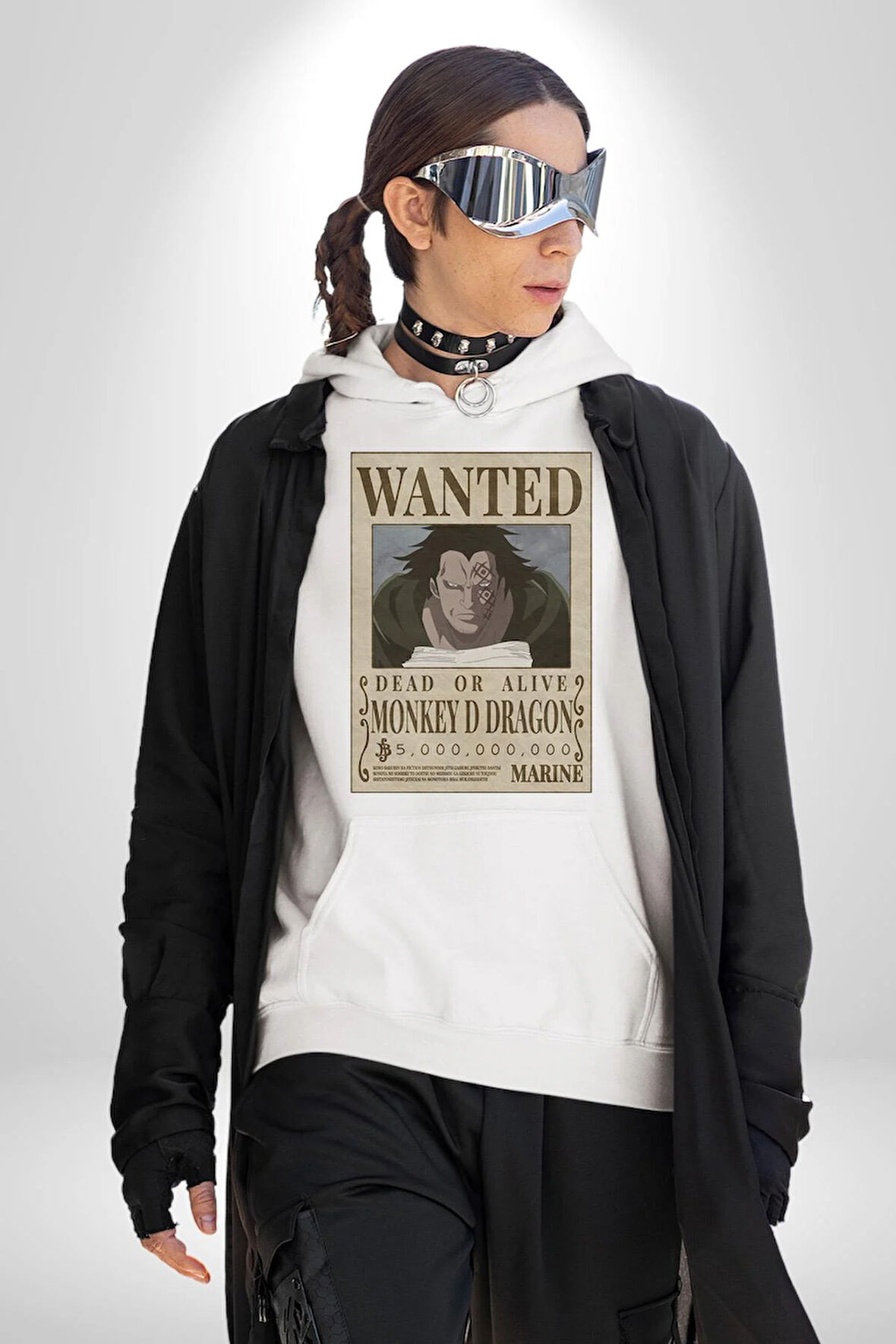 One Piece Aranıyor Monkey D Dragon Anime Erkek Kadın Beyaz Dijital Baskılı Kapüşonlu Sweatshirt Hoodie