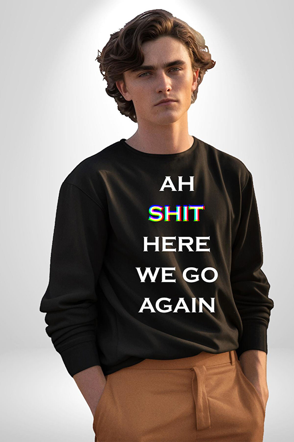 Ah Kahretsin Yine Başlıyoruz Yazılı  Erkek Kadın Unisex Dijital Baskılı Siyah Sweatshirt