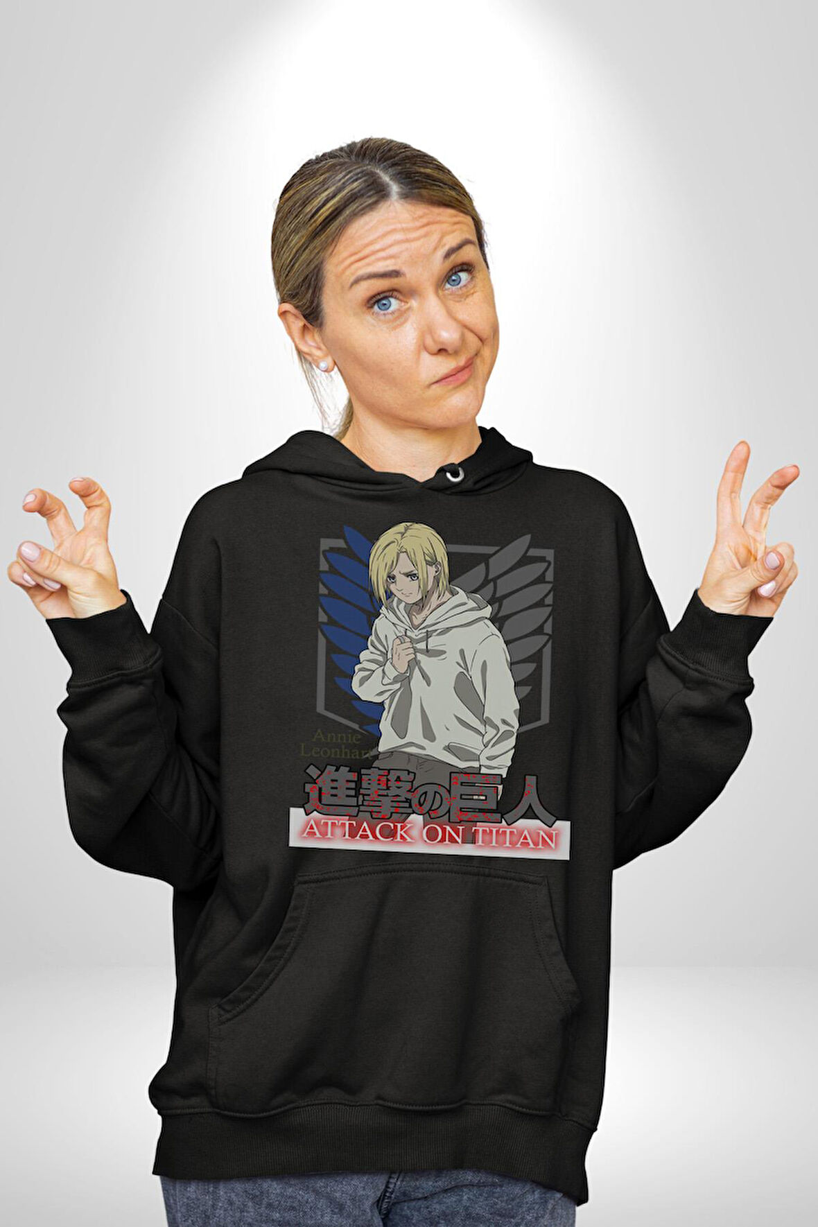 Attack On Titan Titana Saldırı Anime Erkek Kadın Siyah Dijital Baskılı Kapüşonlu Sweatshirt Hoodie