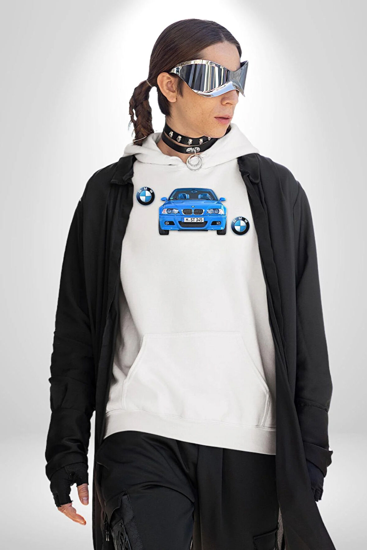 2001 BMW M3 Cabrio Erkek Kadın Beyaz Dijital Baskılı Kapüşonlu Sweatshirt Hoodie