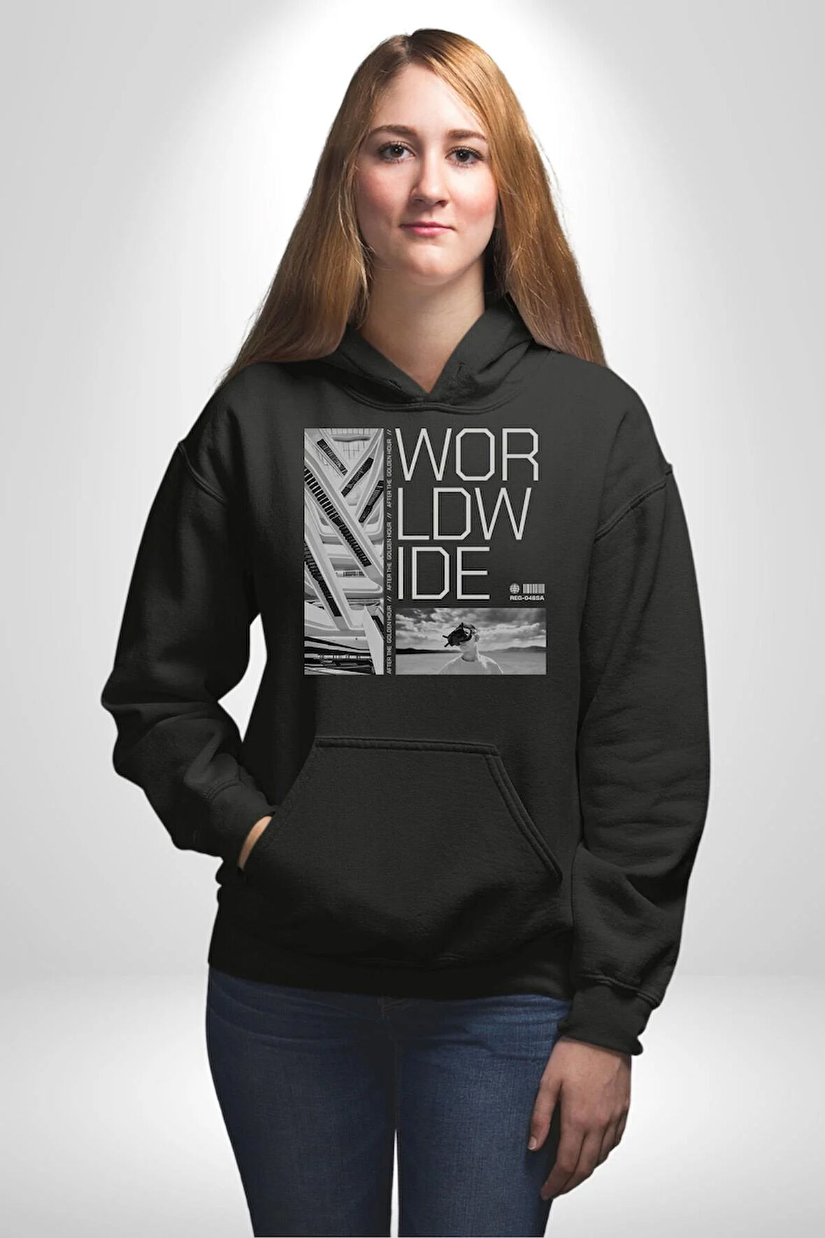 Mimari Fikir Erkek Kadın Siyah Dijital Baskılı Kapüşonlu Sweatshirt Hoodie