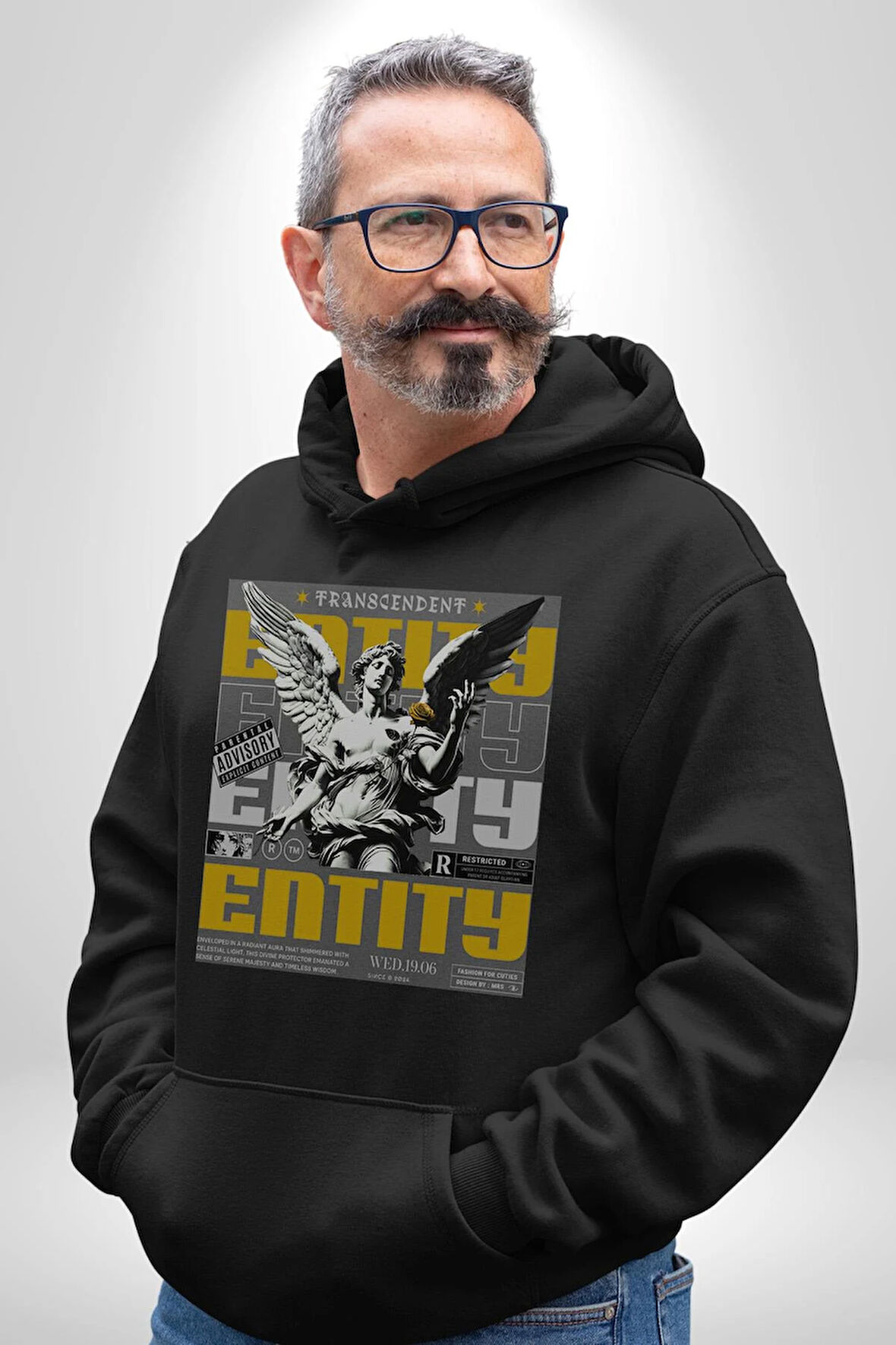 Sokak Style Ebeveyn Danışmanlığı Sanat Karma Erkek Kadın Siyah Dijital Baskılı Kapüşonlu Sweatshirt Hoodie