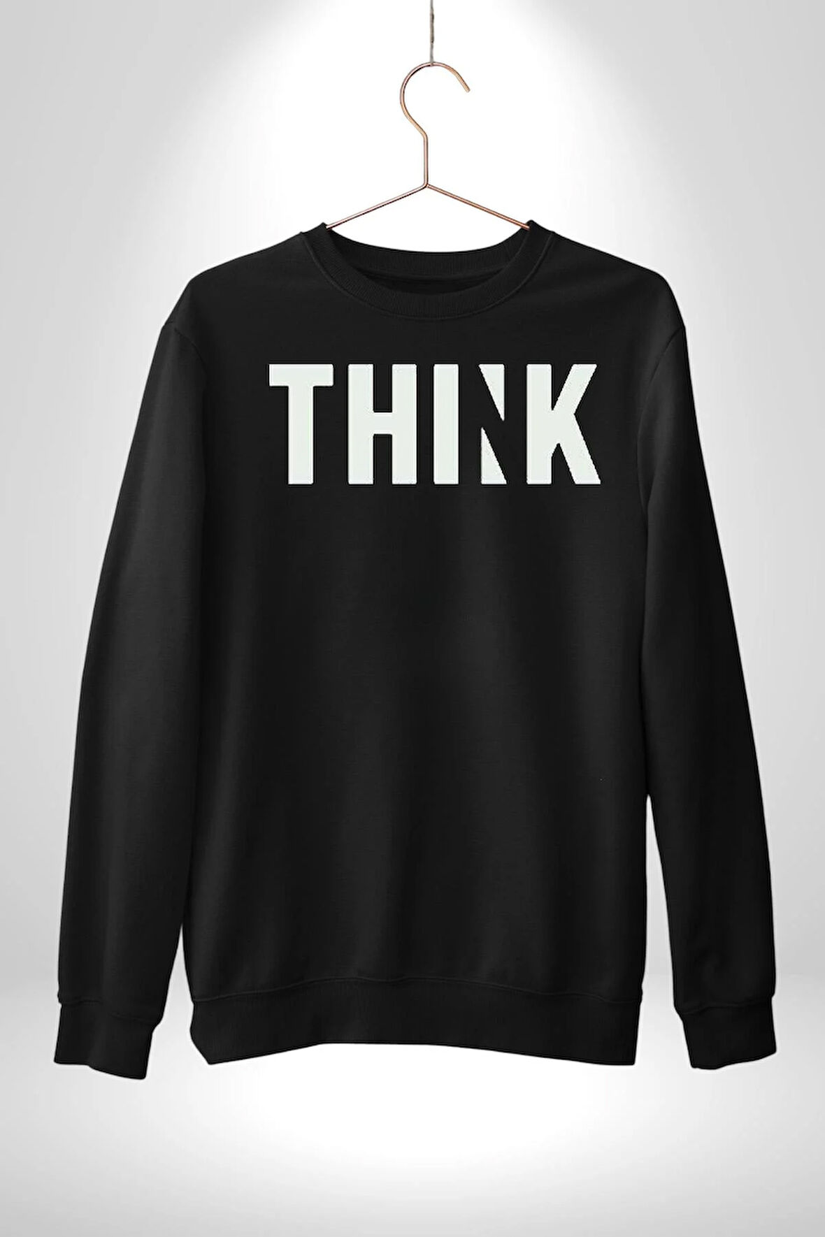 Think Düşünmek Erkek Kadın Unisex Dijital Baskılı Siyah Sweatshirt
