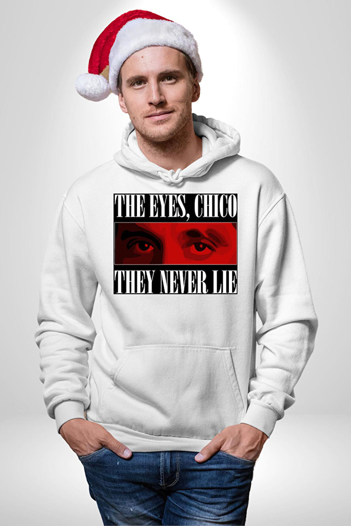 Gözler Dostum , Onlar Asla Yalan Söylemez Erkek Kadın Beyaz Dijital Baskılı Kapüşonlu Sweatshirt Hoodie