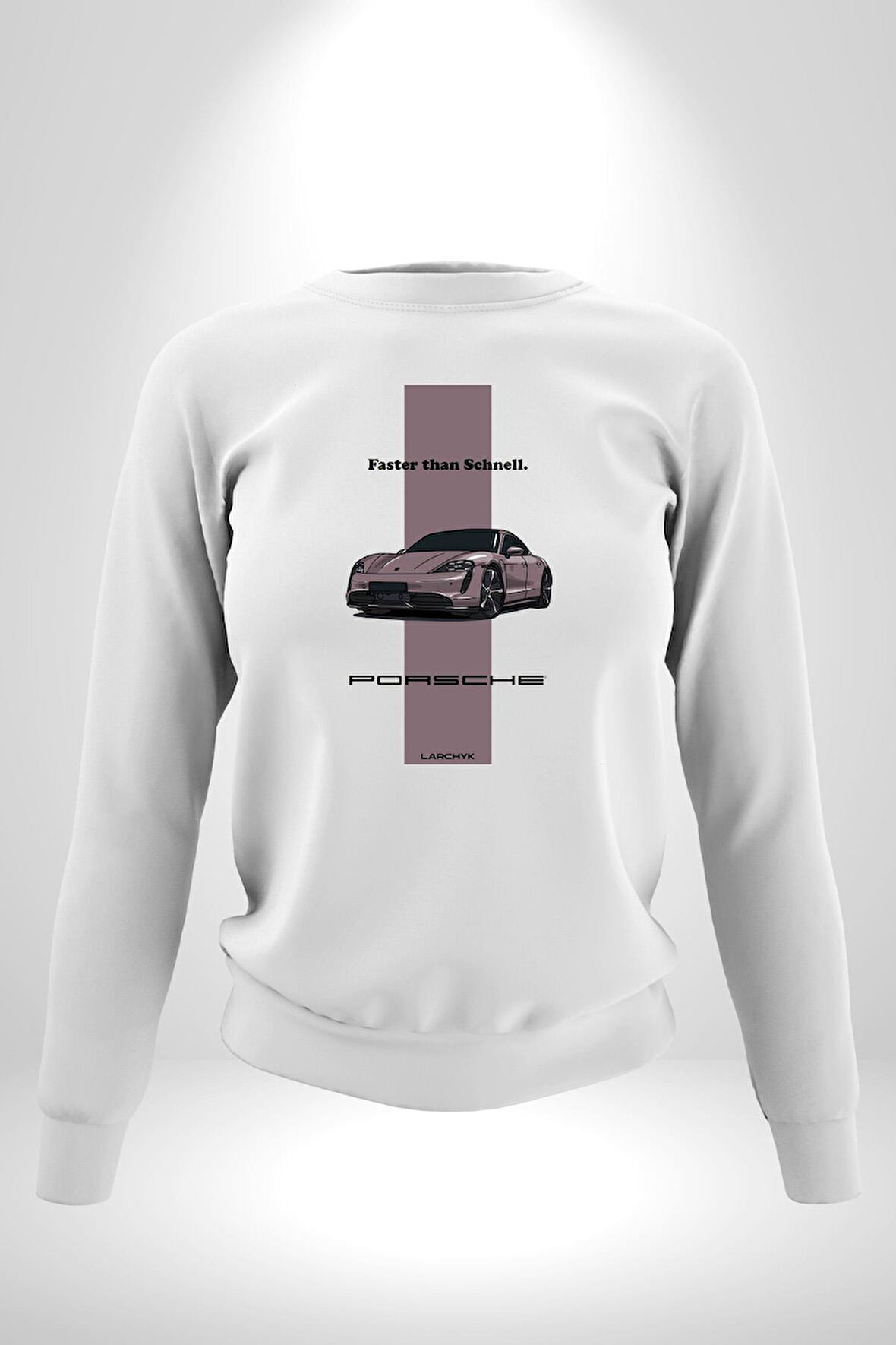 Porsche Araba Tasarımı Hız Tutkunlarına Özel Erkek Kadın Unisex Dijital Baskılı Beyaz Sweatshirt