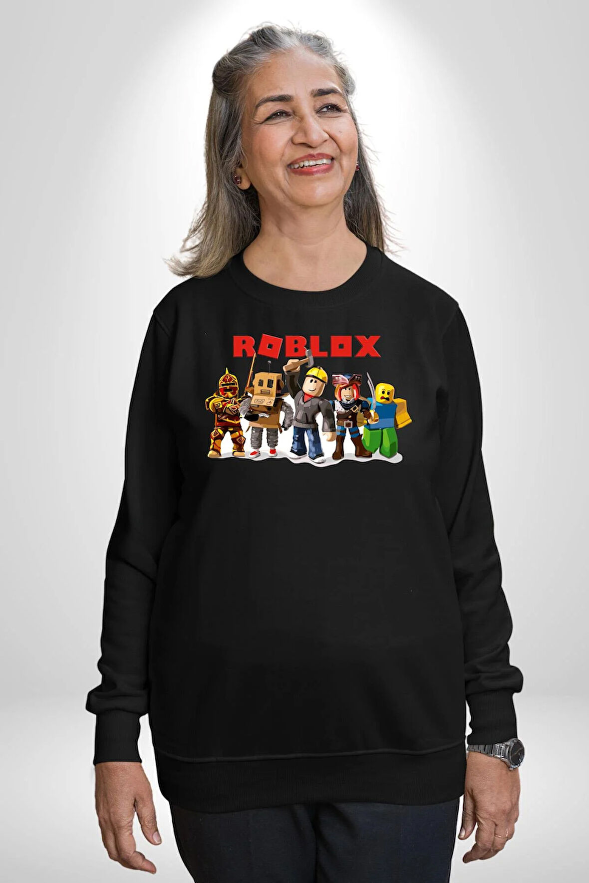 Roblox Karakter Tasarımı Oyun Severlere Özel Erkek Kadın Unisex Dijital Baskılı Siyah Sweatshirt