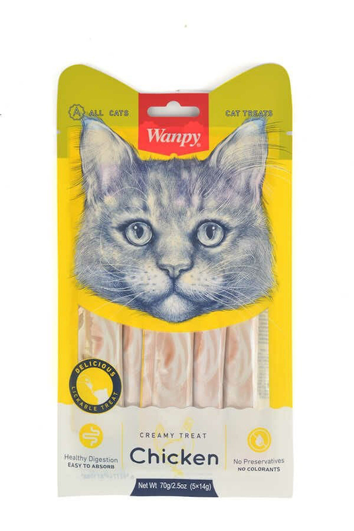 Wanpy Tavuklu Sıvı Kedi Ödül Maması 5x14 Gr