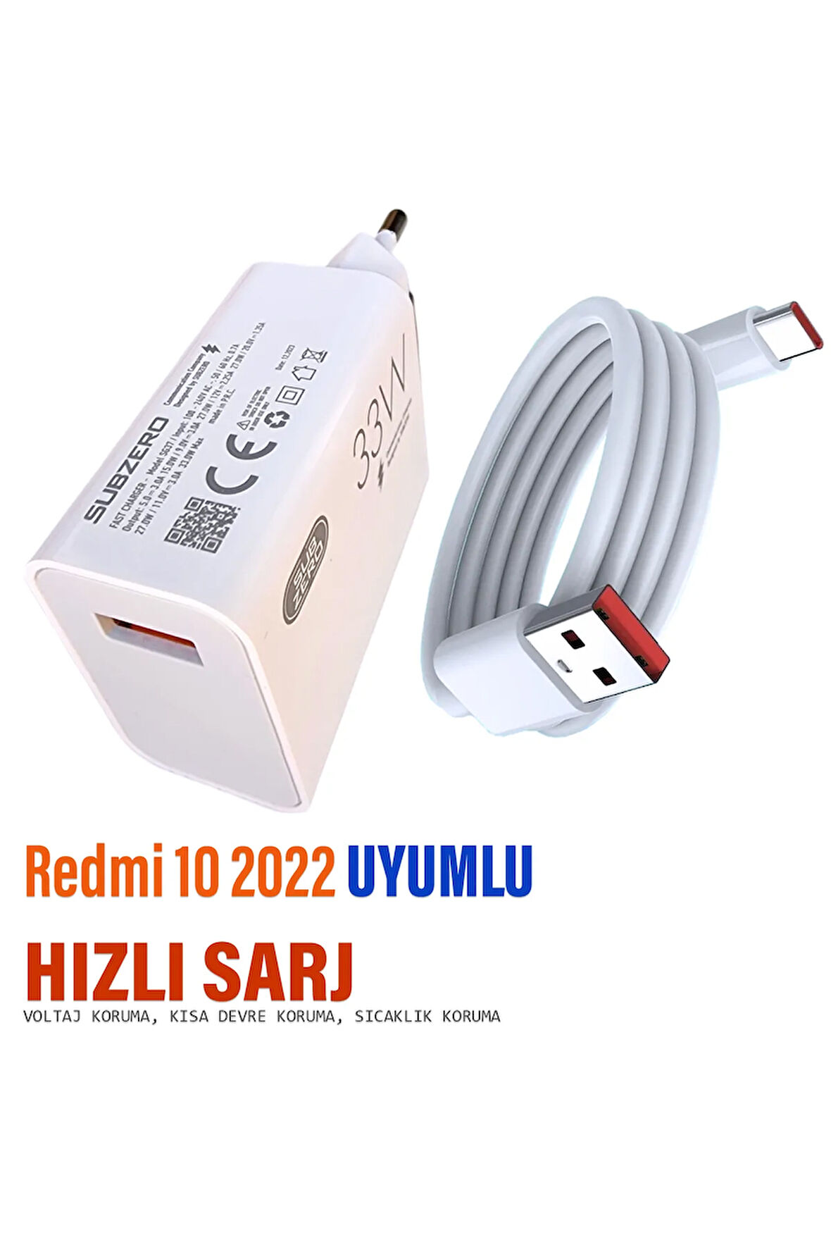 Redmi 10 2022 Uyumlu Şarj Aleti HIZLI Şarj ve Kablosu
