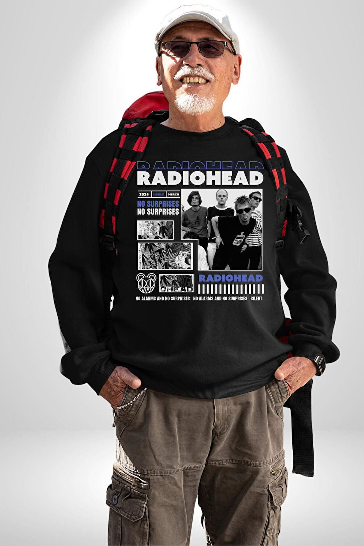 Radio Başlık Sürpriz Yok Sokak Style Erkek Kadın Unisex Dijital Baskılı Siyah Sweatshirt
