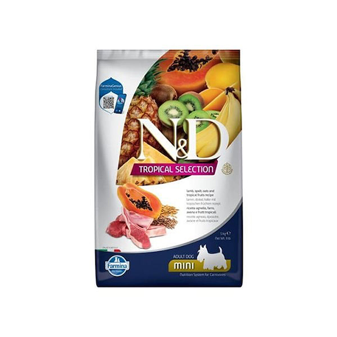 N&D Tropical Selection Kuzu Etli ve Tropical Meyveli Mini Irk Yetişkin Köpek Maması 5 Kg