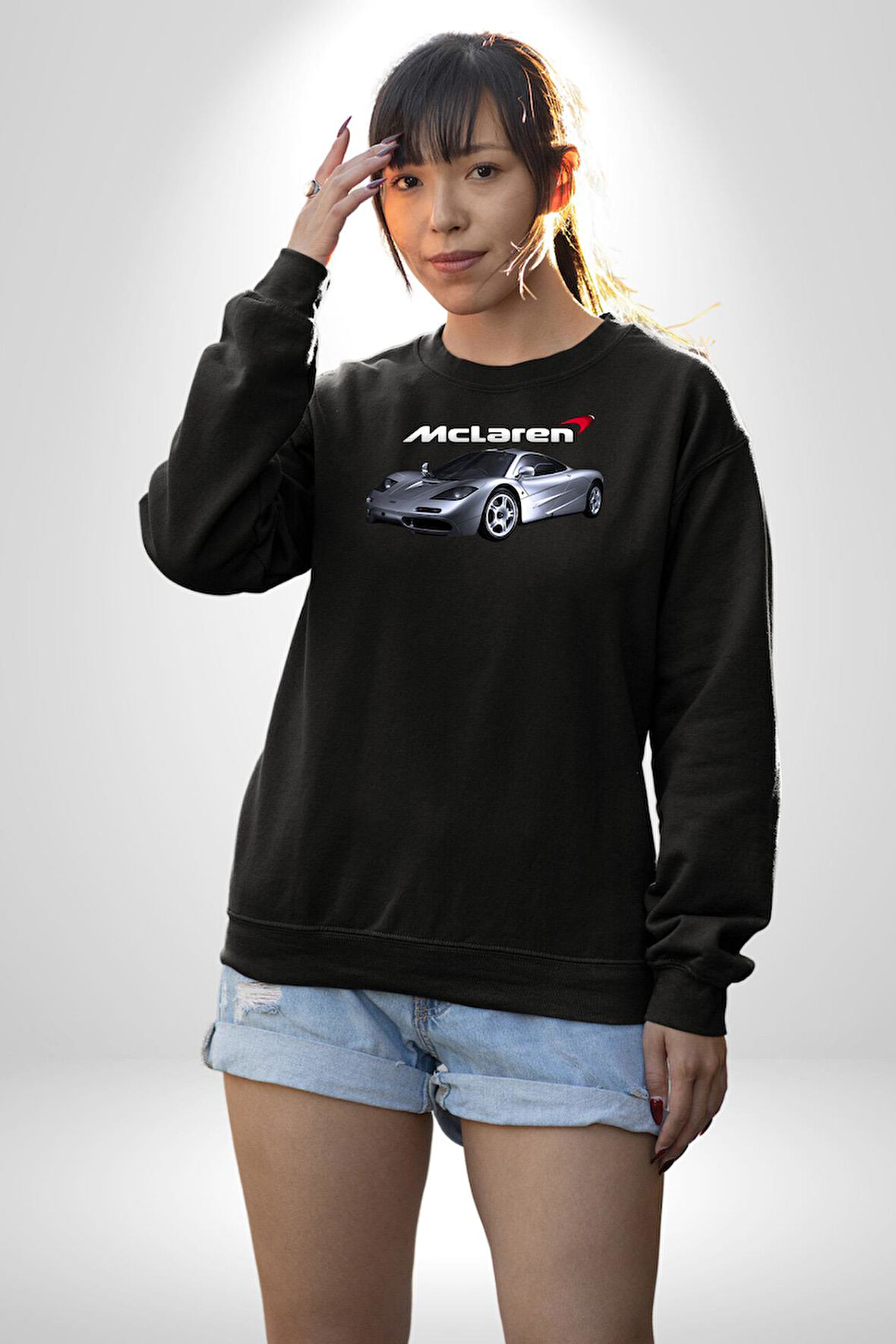 McLaren F1 Araba Erkek Kadın Unisex Dijital Baskılı Siyah Sweatshirt