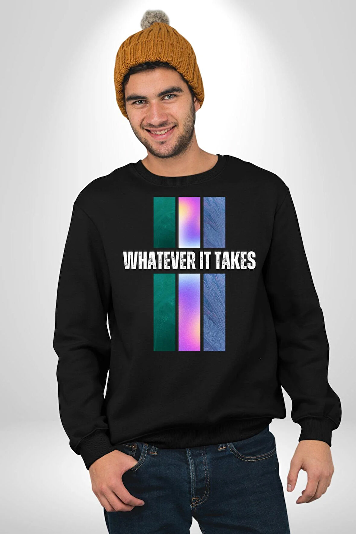Ne Gerekiyorsa Onu Yap Renk Kartelası Erkek Kadın Unisex Dijital Baskılı Siyah Sweatshirt