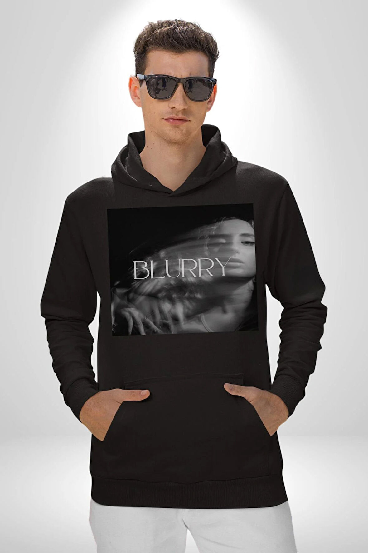 Blurry Kapak Kadınlar Costa Albüm Erkek Kadın Siyah Dijital Baskılı Kapüşonlu Sweatshirt Hoodie