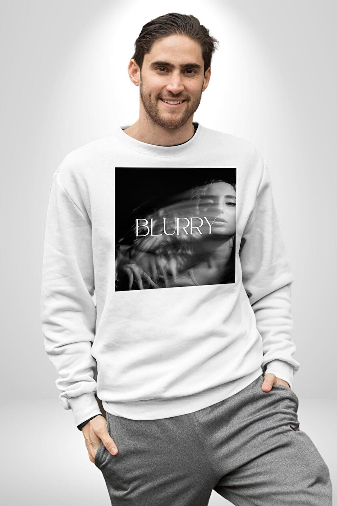 Blurry Kapak Kadınlar Costa Albüm Erkek Kadın Unisex Dijital Baskılı Beyaz Sweatshirt