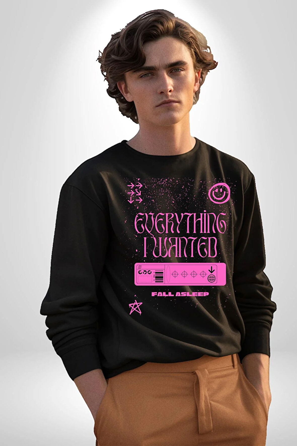 İstediğim Şey Uykuda Kalmak Erkek Kadın Unisex Dijital Baskılı Siyah Sweatshirt