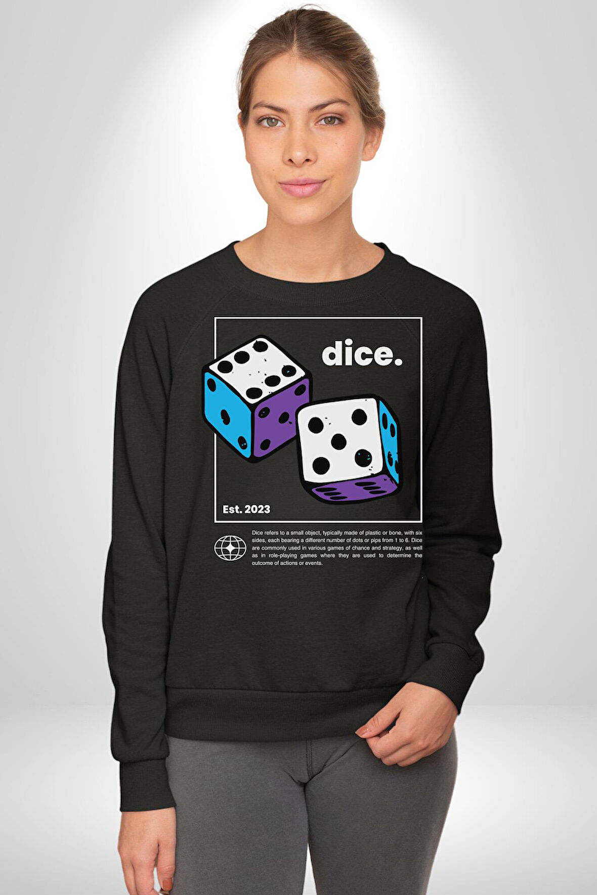 Zar Sokak Stili Erkek Kadın Unisex Dijital Baskılı Siyah Sweatshirt