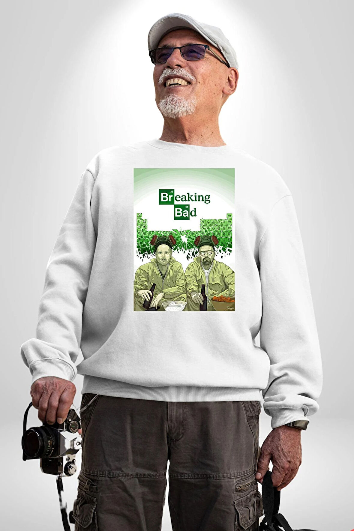 Dizi Breaking Bad Özel Tasarım Erkek Kadın Unisex Dijital Baskılı Beyaz Sweatshirt