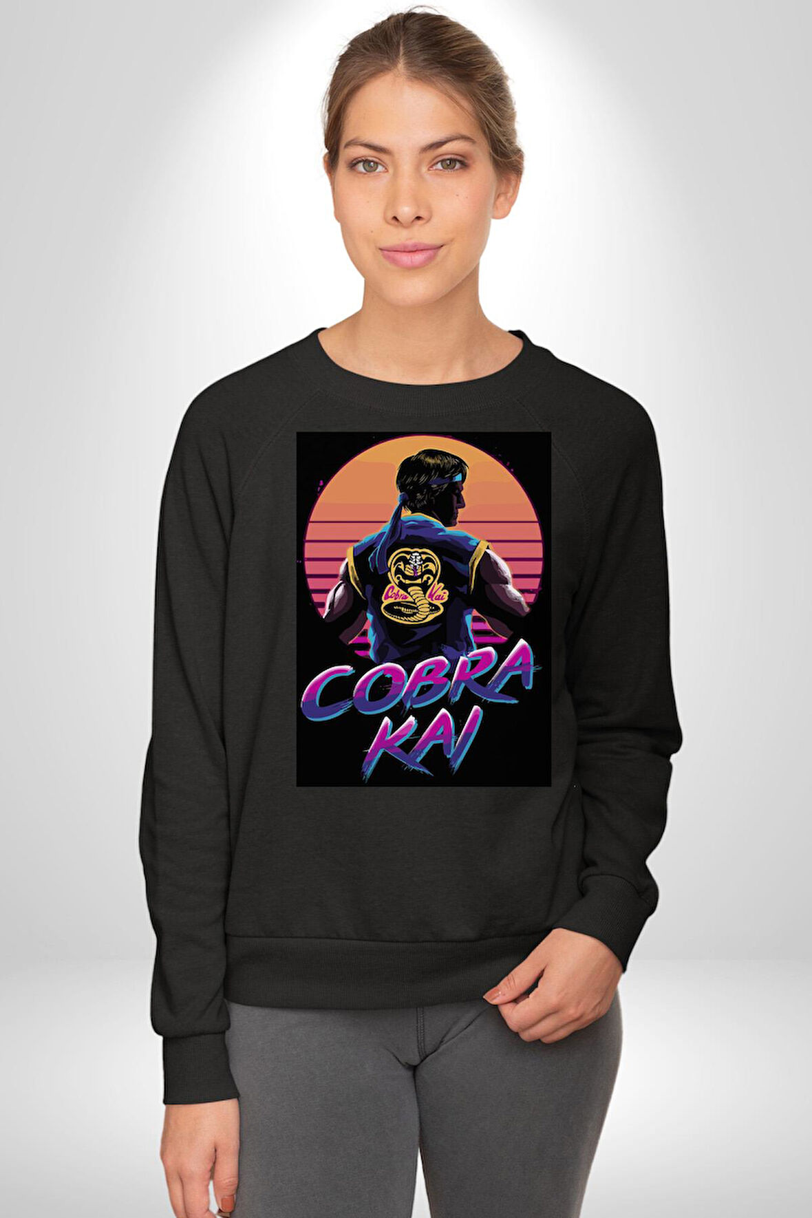 Cobra Kai Erkek Kadın Unisex Dijital Baskılı Siyah Sweatshirt