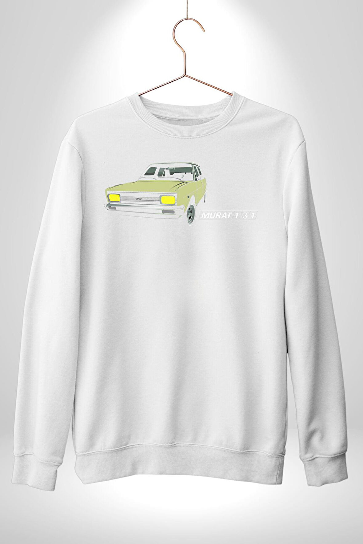 Murat 131 Klasik Araba Retro Tasarım Erkek Kadın Unisex Dijital Baskılı Beyaz Sweatshirt