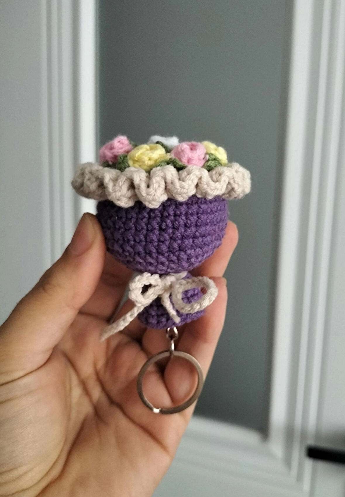 Amigurumi Buket çiçek, hediyelik buket anahtarlık, çiçek buketi örme anahtarlık aksesuar 