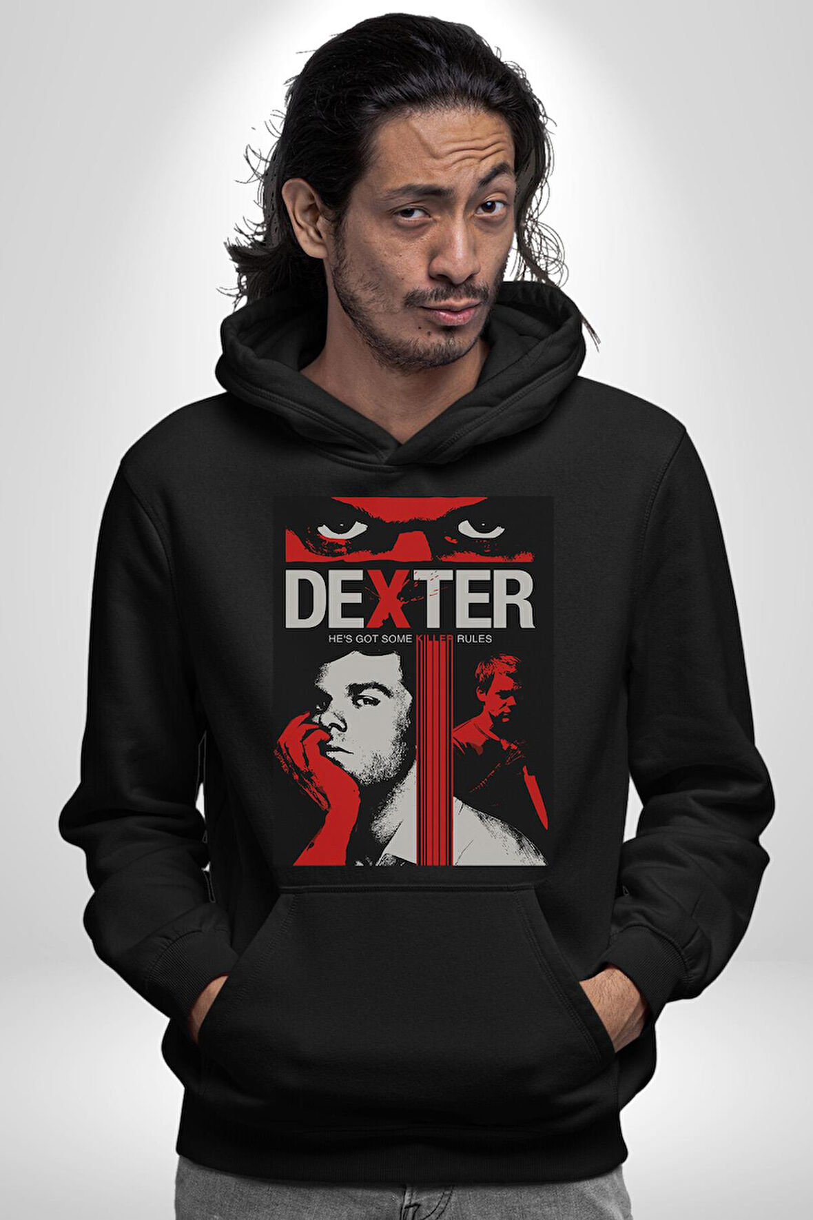 Dester Birkaç Öldürücü Kuralları Var Dizi Erkek Kadın Siyah Dijital Baskılı Kapüşonlu Sweatshirt Hoodie