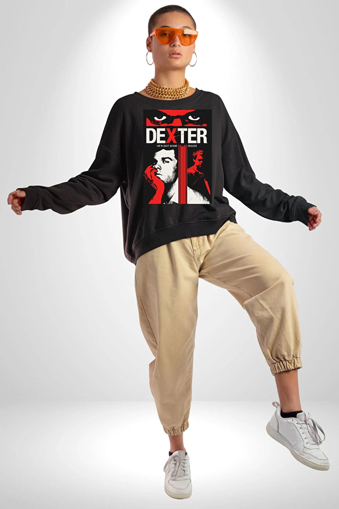 Dester Birkaç Öldürücü Kuralları Var Dizi Erkek Kadın Unisex Dijital Baskılı Siyah Sweatshirt