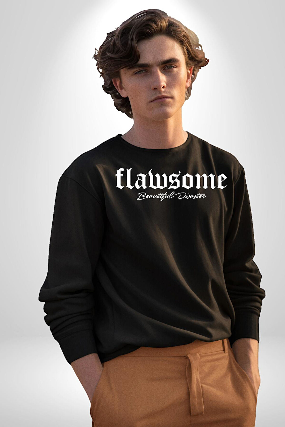 Kusurlu Yazılı Erkek Kadın Unisex Dijital Baskılı Siyah Sweatshirt