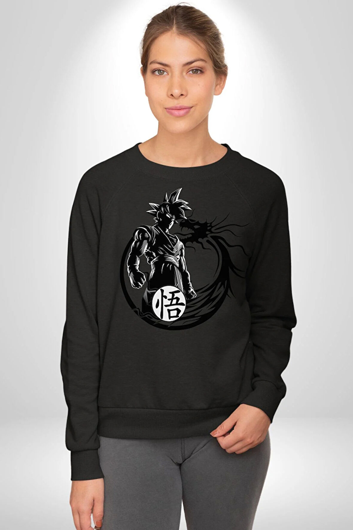 Dragon Ball Şimlek Son Goku Anime  Erkek Kadın Unisex Dijital Baskılı Siyah Sweatshirt