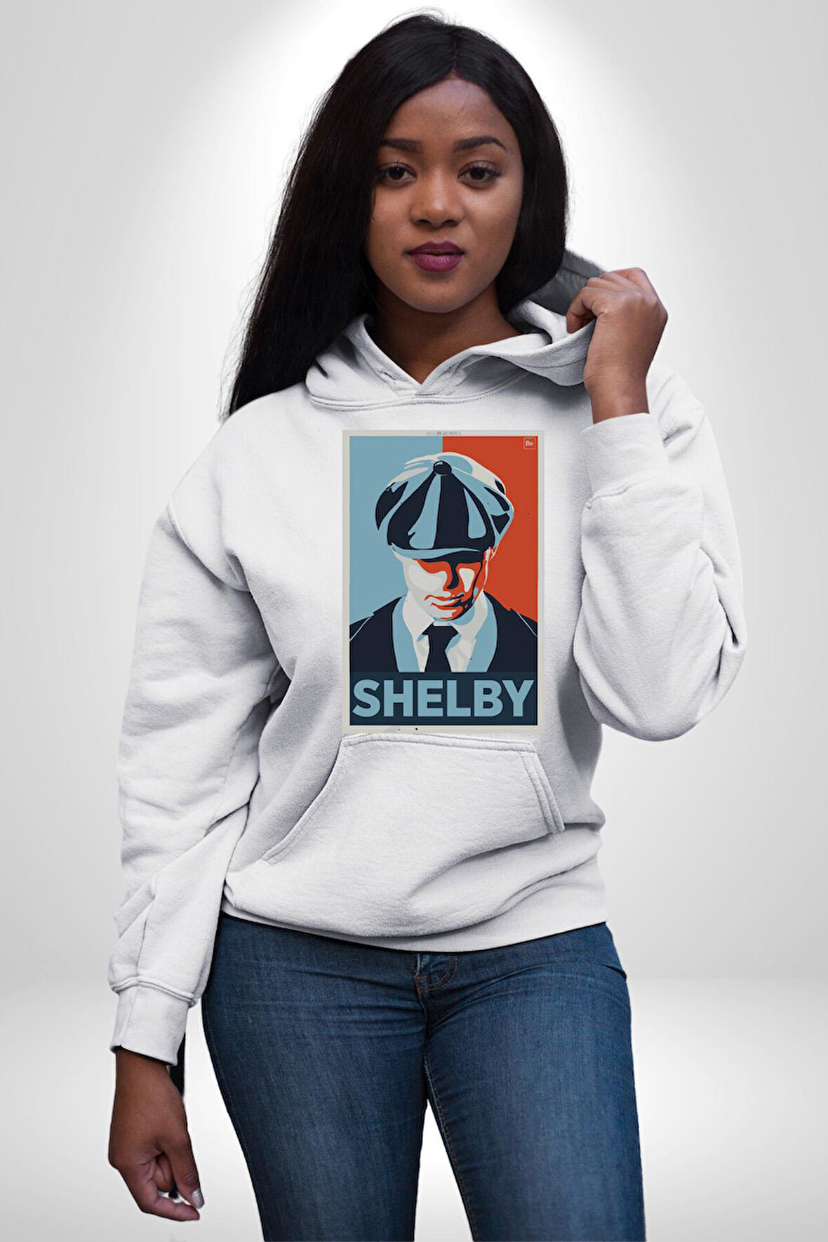 Thomas Shelby Erkek Kadın Beyaz Dijital Baskılı Kapüşonlu Sweatshirt Hoodie