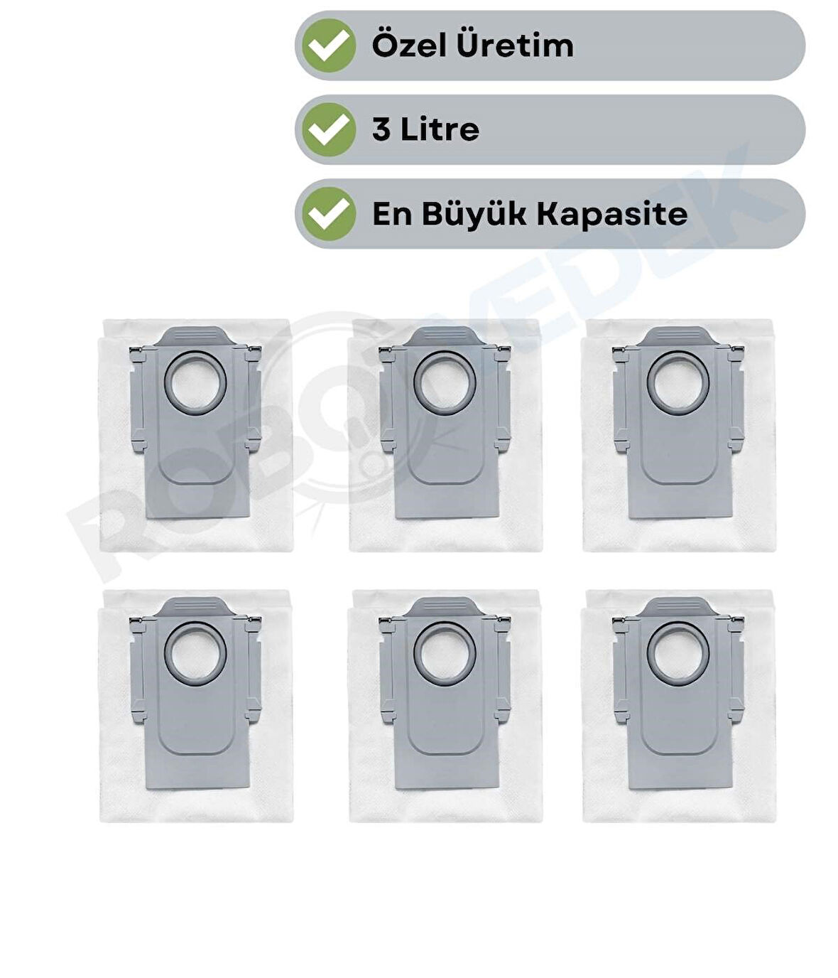 Roborock QRevo Curv 2 Pro Uyumlu 6 Adet Toz Çöp Torbası